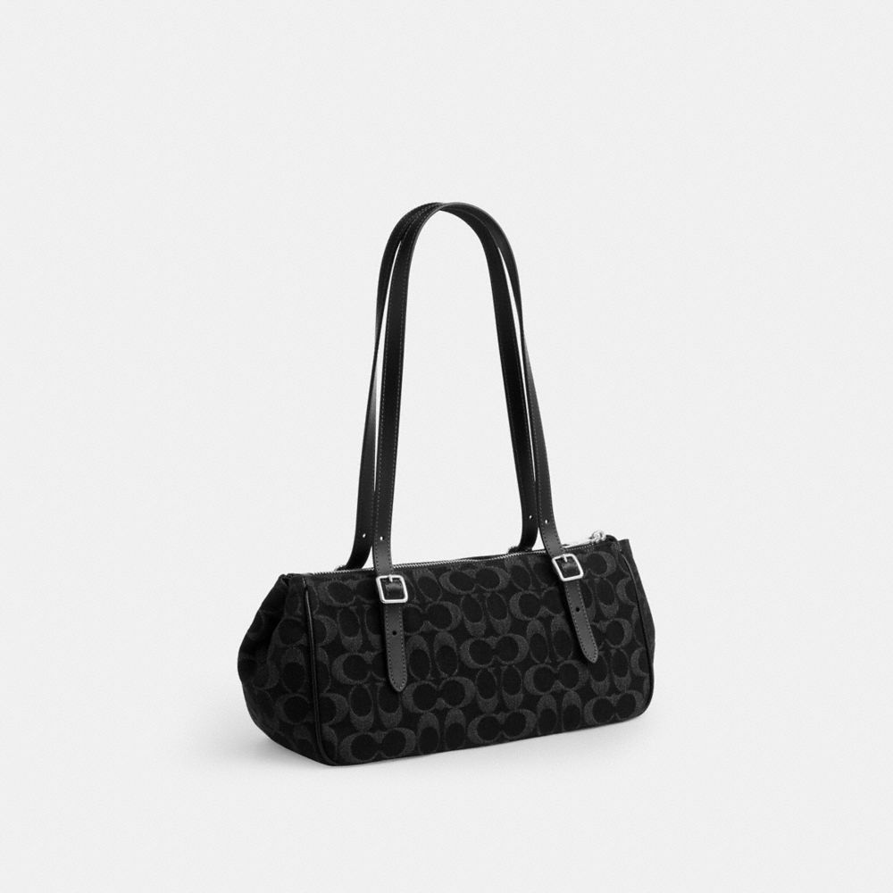 Coach Asher Shoulder Bag In Signature Denim Silver Black