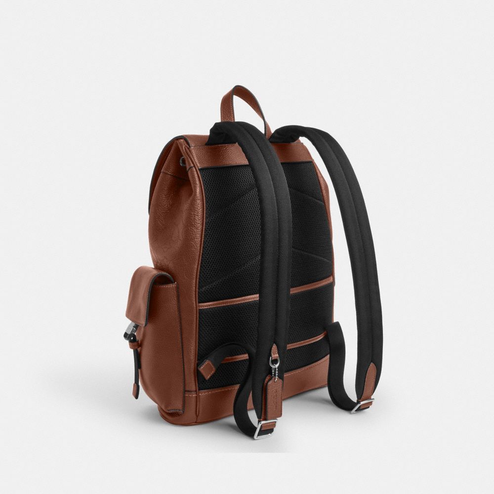 Coach Clark Backpack In Signature Leather Silver Vintage Brown