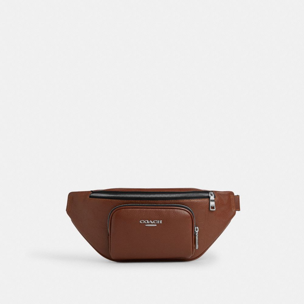 Coach Racer Small Belt Bag In Signature Leather Silver