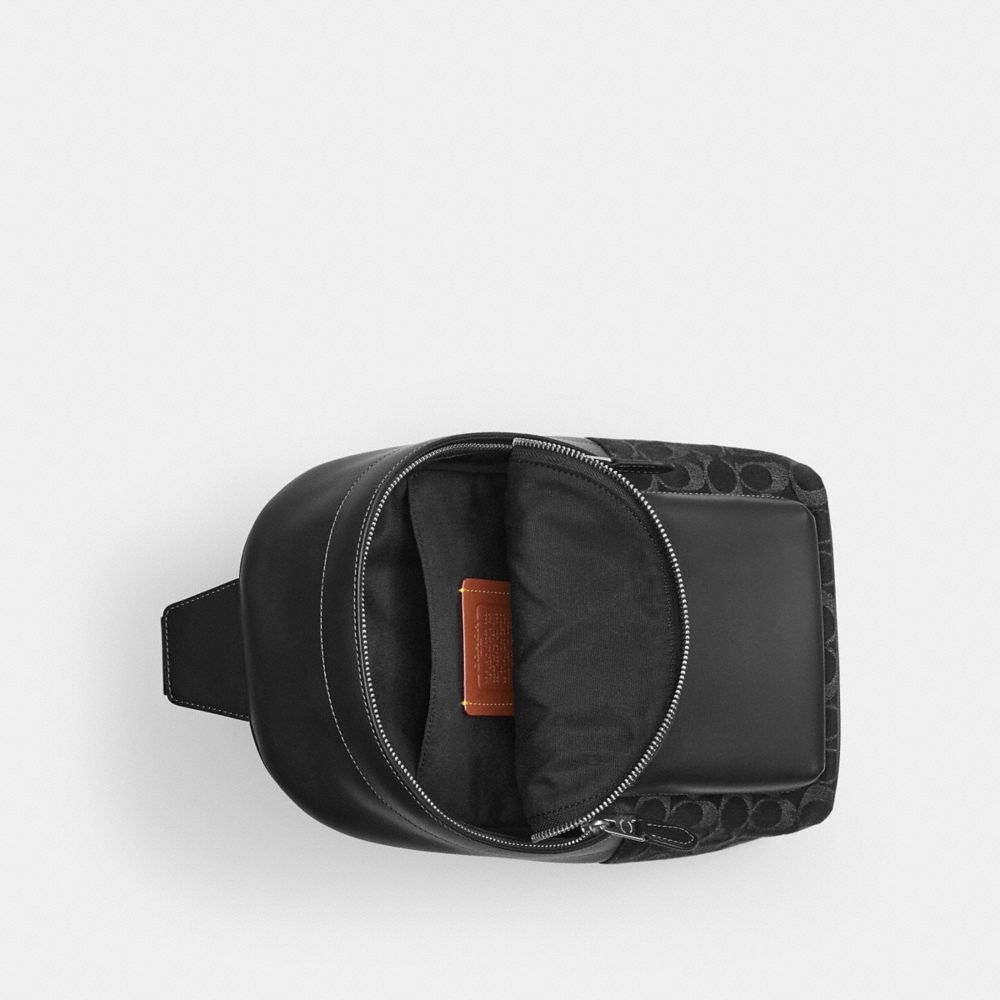 Coach West Pack In Signature Denim Silver Black