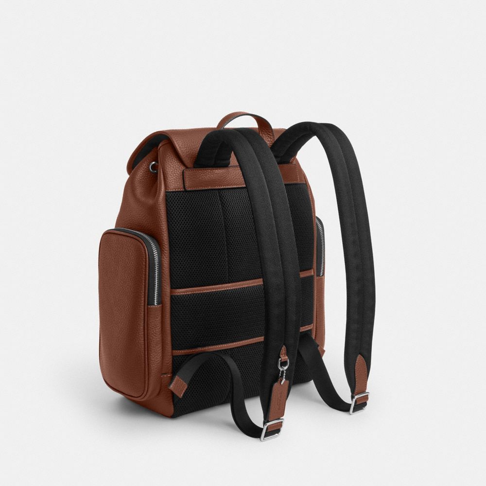 Coach Finn Backpack Silver Vintage Brown