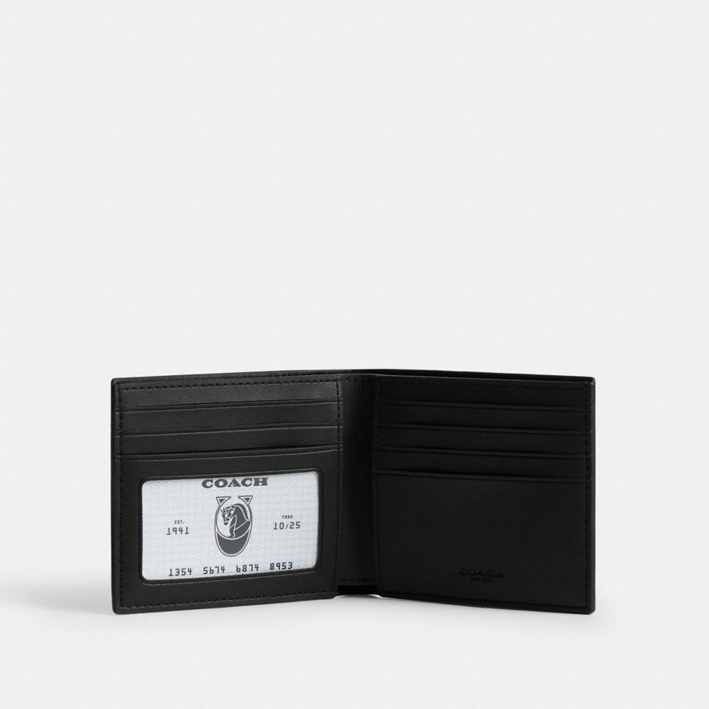 Coach Id Billfold Wallet In Signature Canvas With Varsity Stripe Black