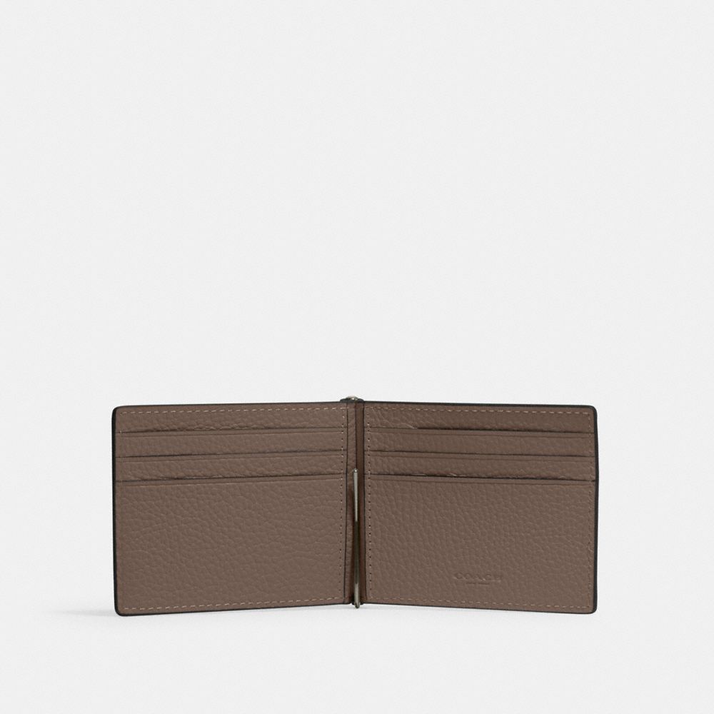 Coach Slim Money Clip Billfold Wallet Gunmetal Dark Stone