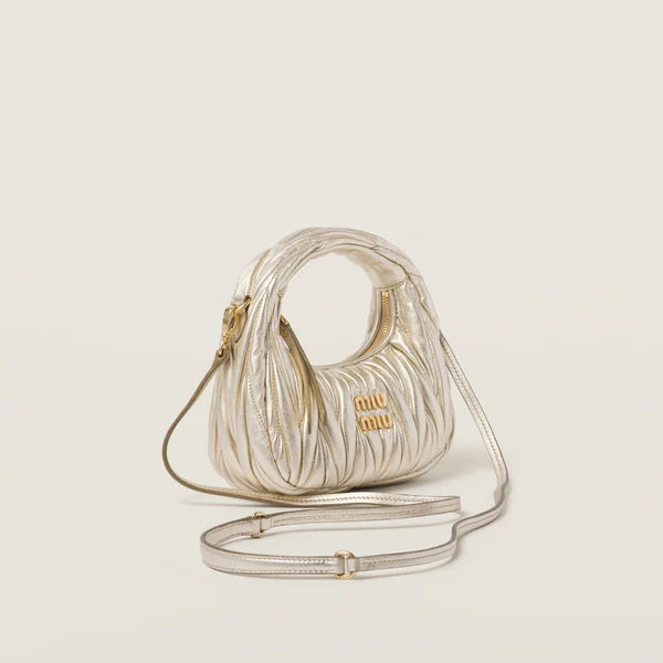 Miu Miu Wander matelassé nappa leather hobo mini-bag