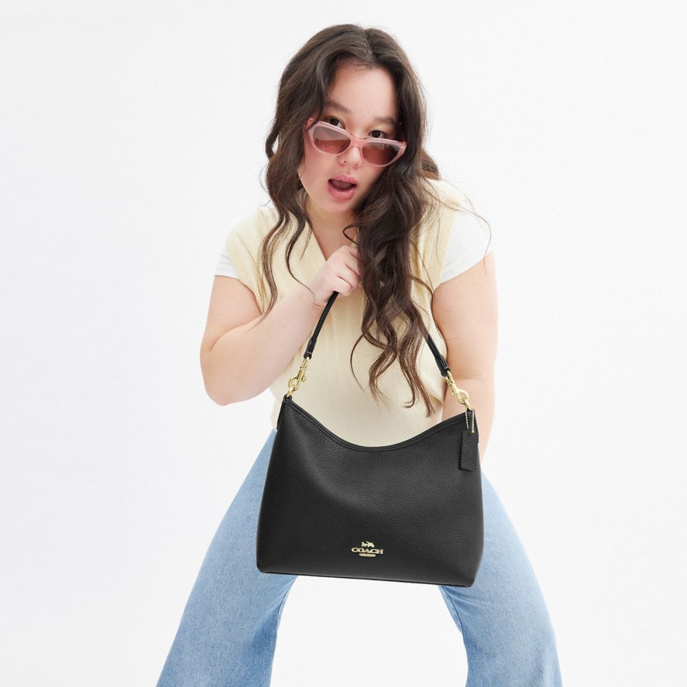 Coach Laurel Shoulder Bag Gold Black