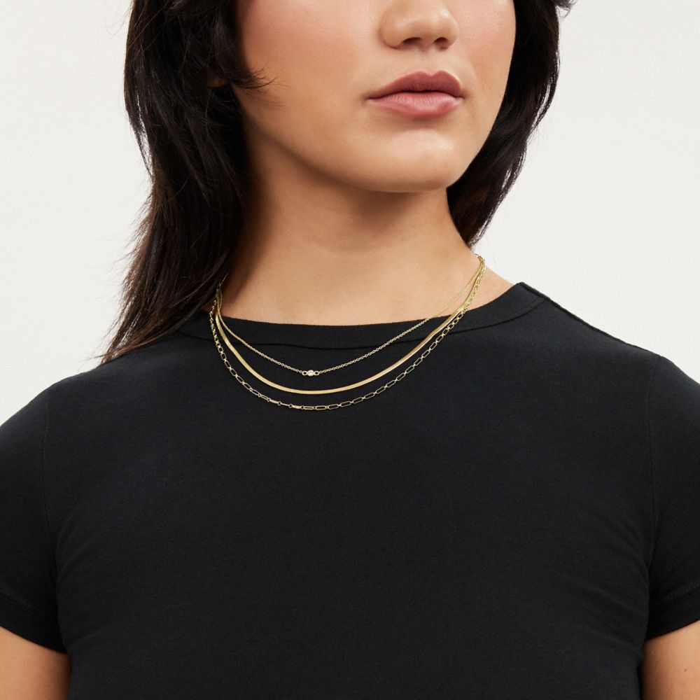 Coach Delicate Layered Chain Necklace Gold