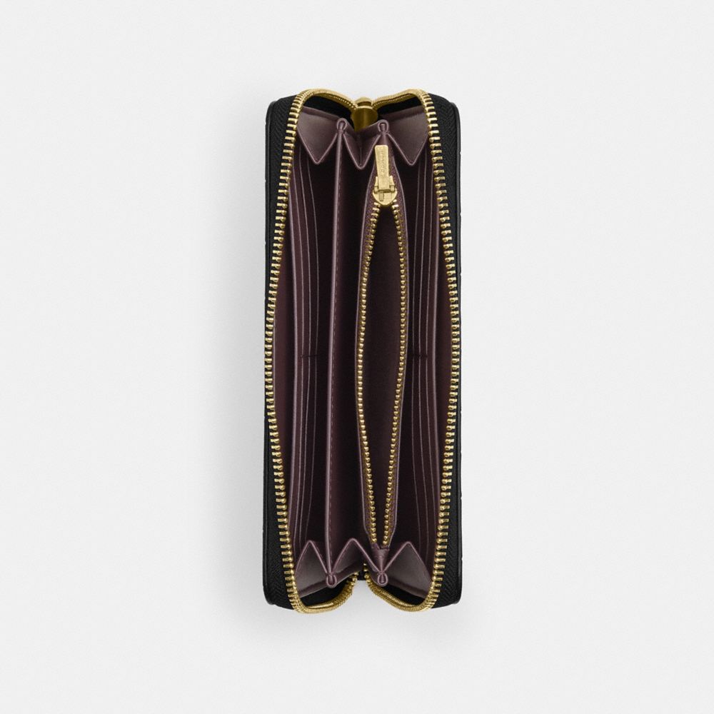 Coach Long Zip Around Wallet Gold Black