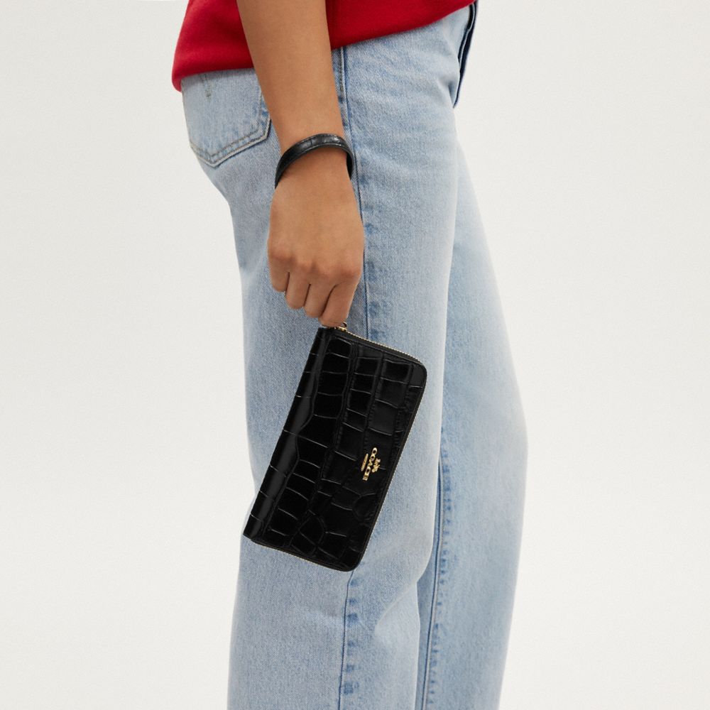 Coach Long Zip Around Wallet Gold Black