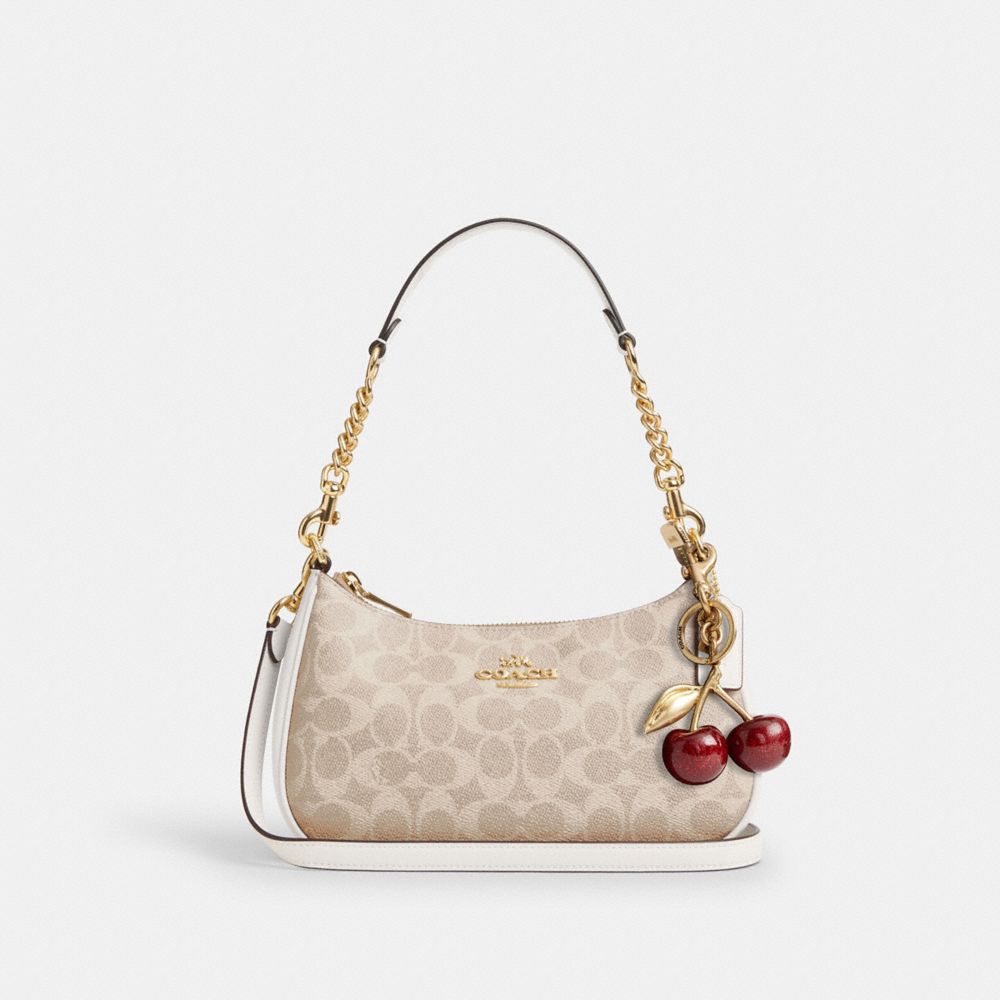 Coach Teri Shoulder Bag In Signature Canvas Gold Sand Chalk