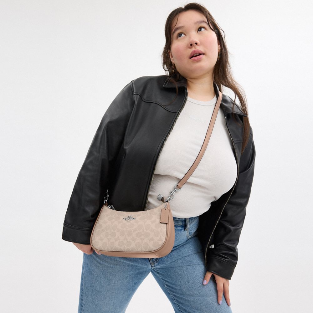 Coach Teri Shoulder Bag In Signature Canvas Silver Sand Taupe