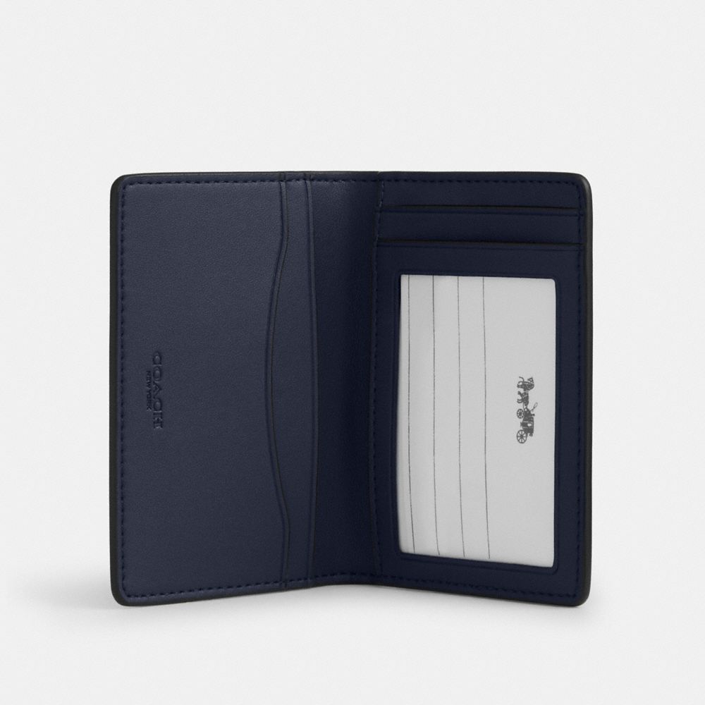 Coach Id Wallet In Signature Camo Print Blue Multi