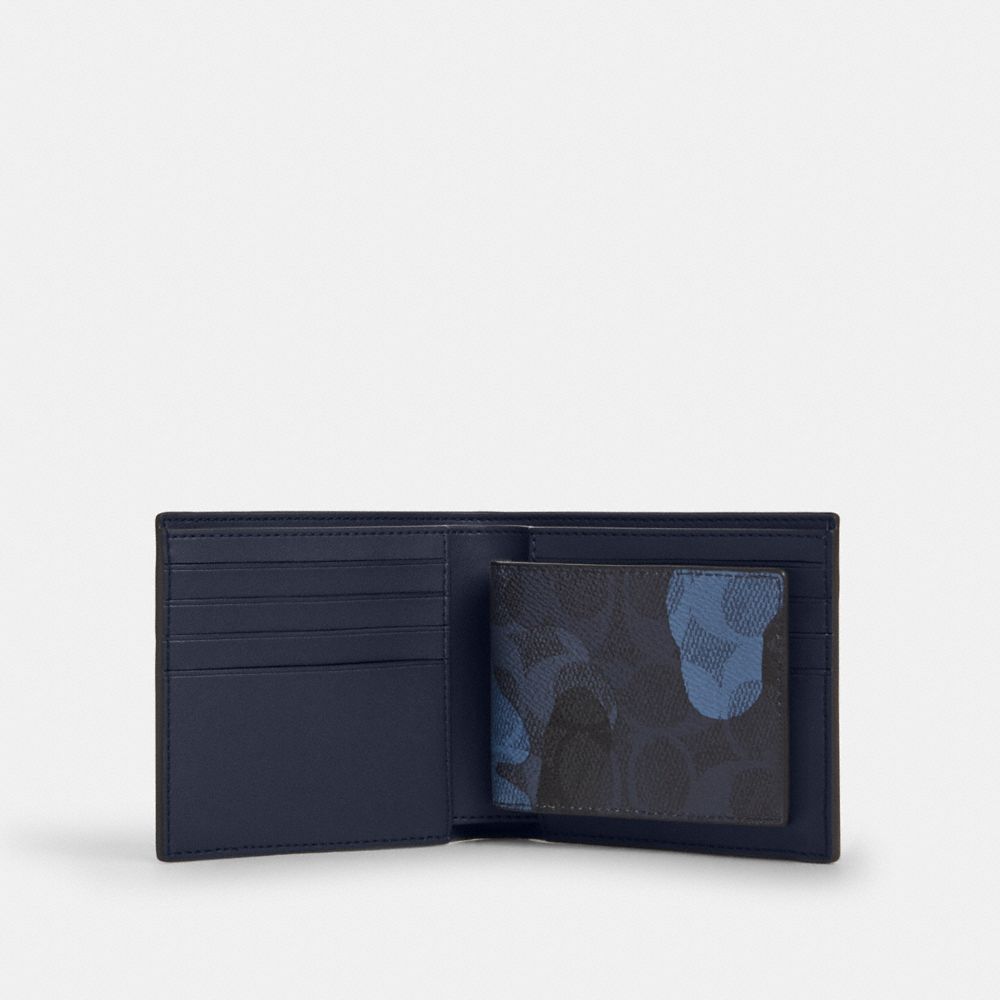 Coach 3 In 1 Wallet In Signature Camo Print Blue Multi