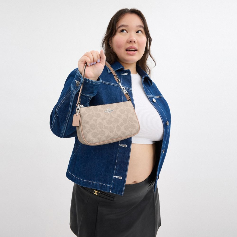 Coach Nolita 19 In Signature Canvas Silver Sand Taupe