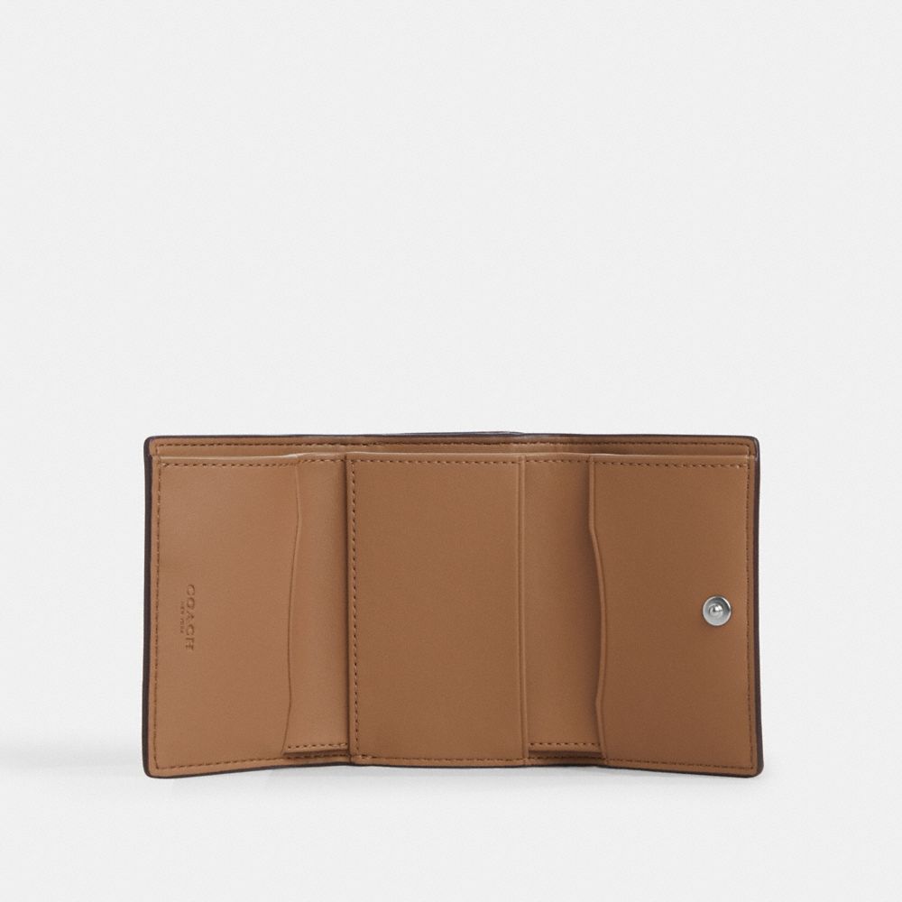 Coach Micro Wallet In Signature Canvas Silver Sand Taupe