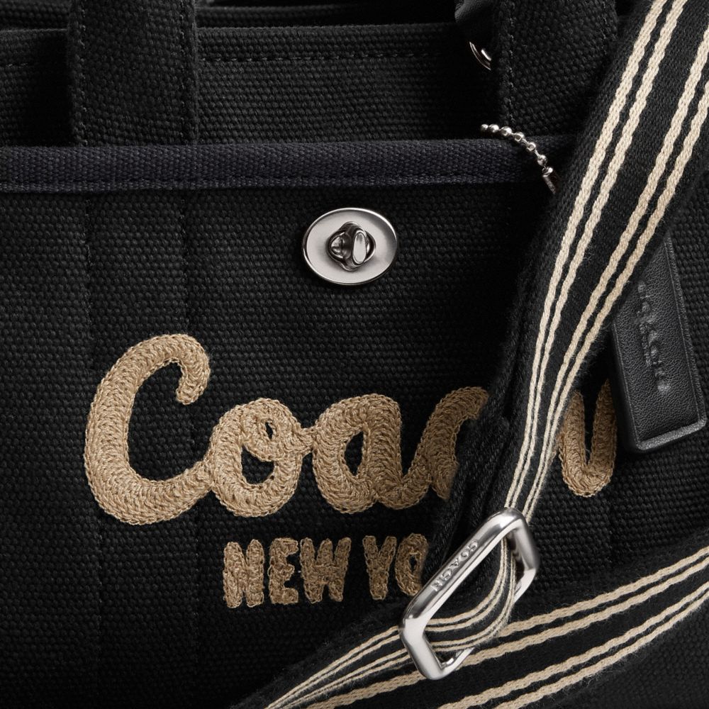Coach Cargo Tote Bag 20 Silver Black