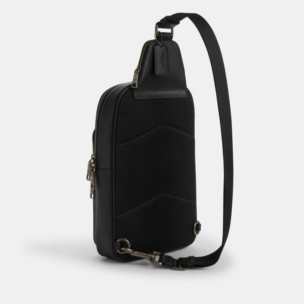Coach Ethan Pack In Signature Canvas Gunmetal Tan Black