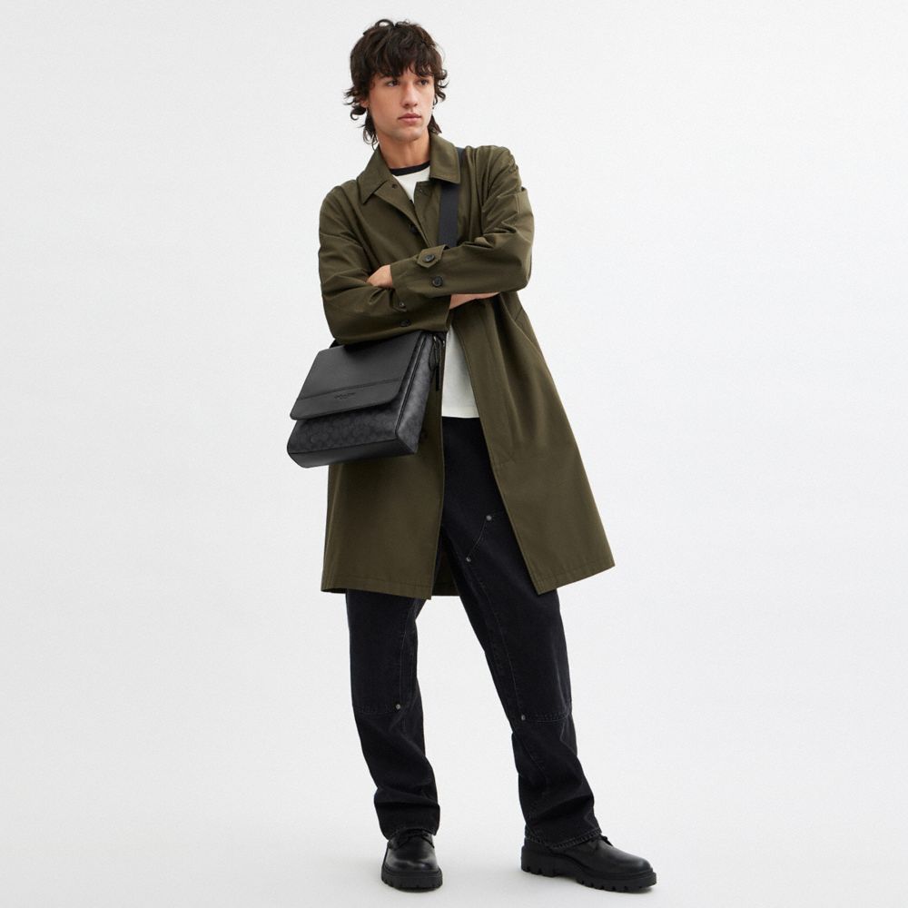 Coach Houston Map Bag In Signature Canvas Gunmetal Charcoal Black