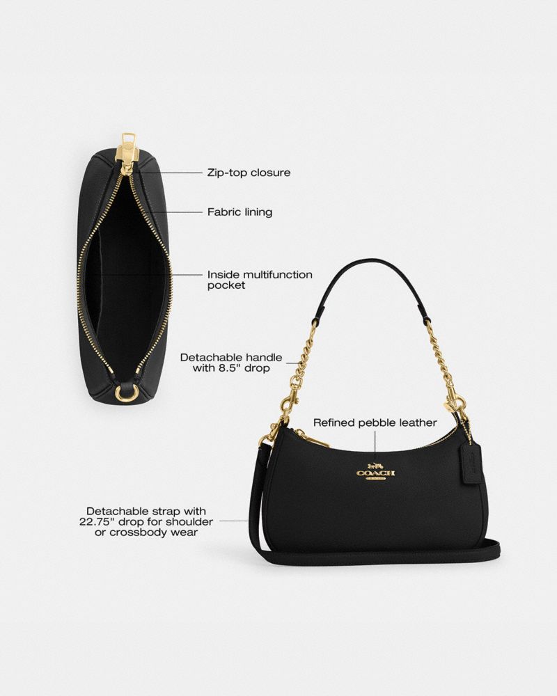 Coach Teri Shoulder Bag Gunmetal Dark Stone