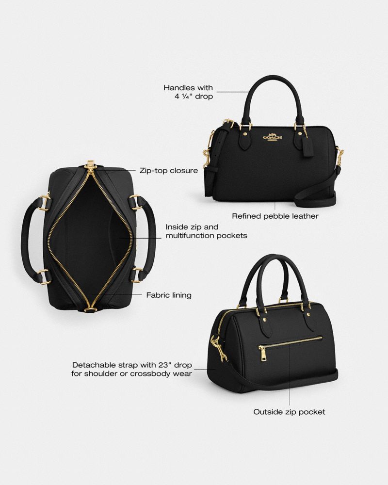 Coach Rowan Satchel Bag Gunmetal Dark Stone
