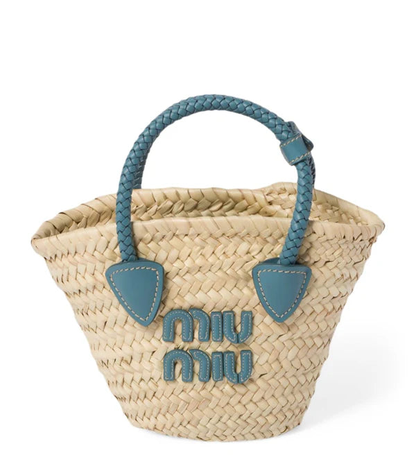 Miu Miu Mini Straw Basket Tote Bag