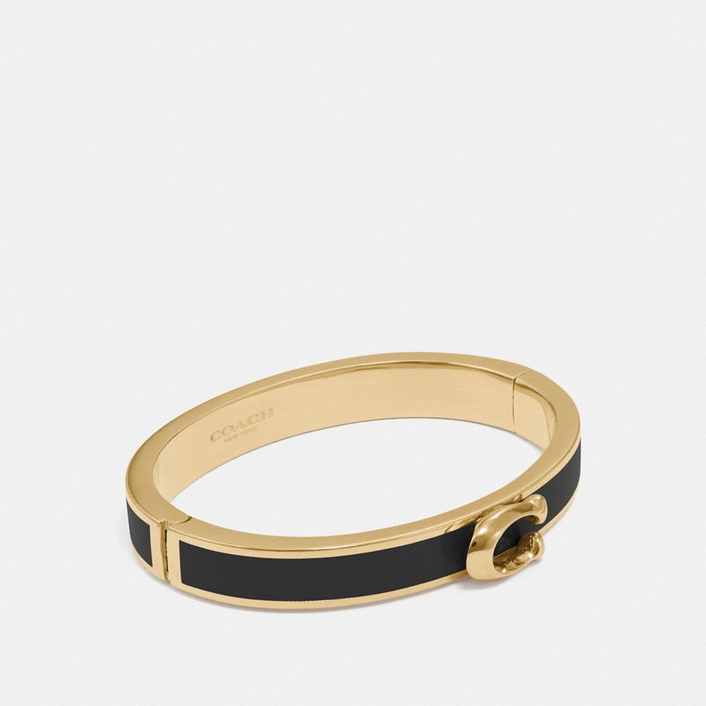 Coach Signature Push Hinged Bangle Gold Black