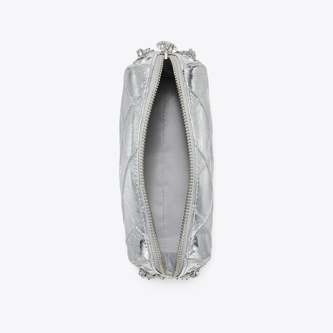 Tory Burch Fleming Soft Metallic Crossbody Bag Silver