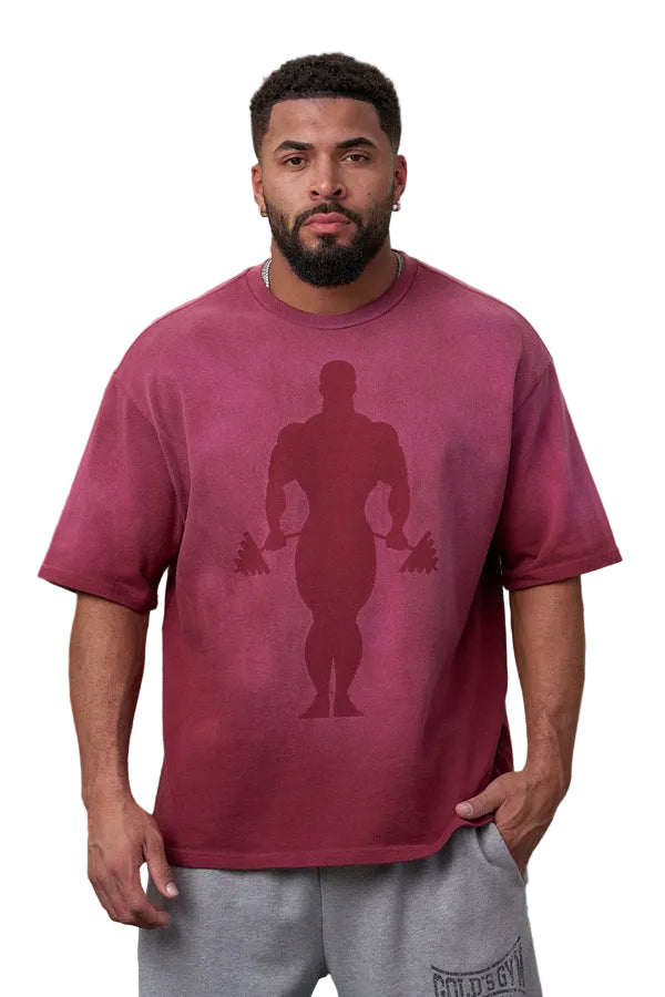4285 - Gold's Iron Legacy Shadow Tees Burgundy Wash
