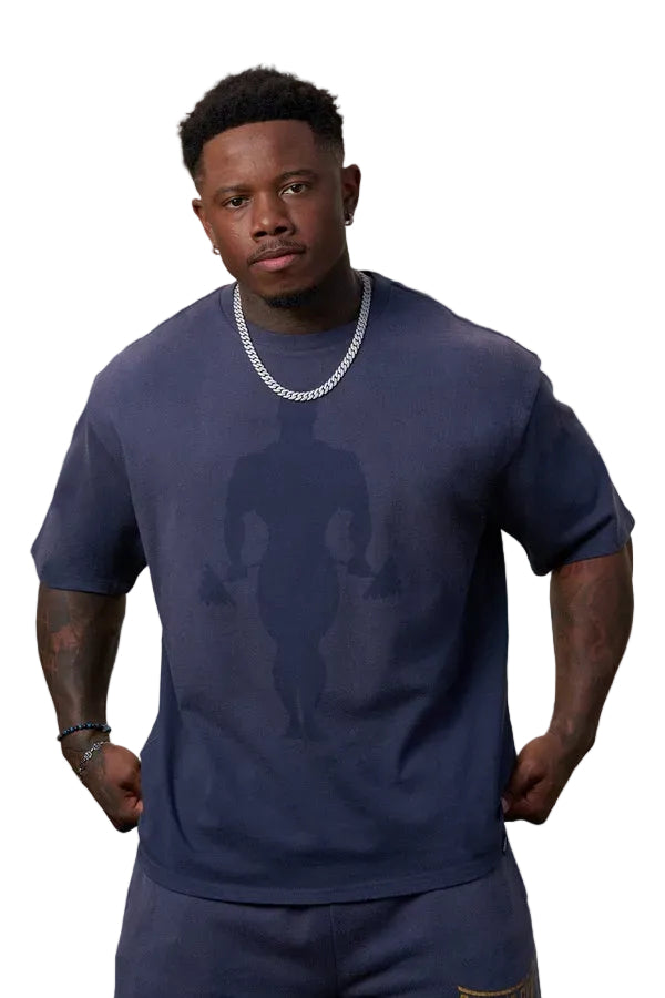 4285 - Gold's Iron Legacy Shadow Tees Navy Wash