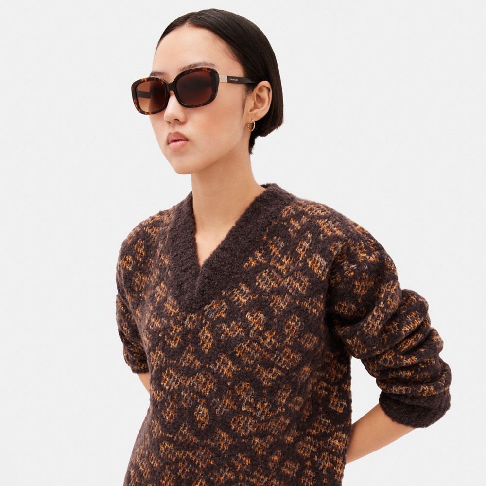 Coach Signature Rectangle Sunglasses DARK TORTOISE