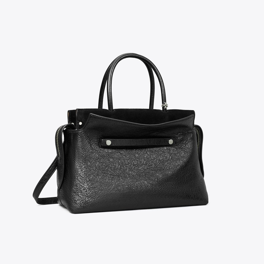 Tory Burch Mercer Distressed Satchel Black