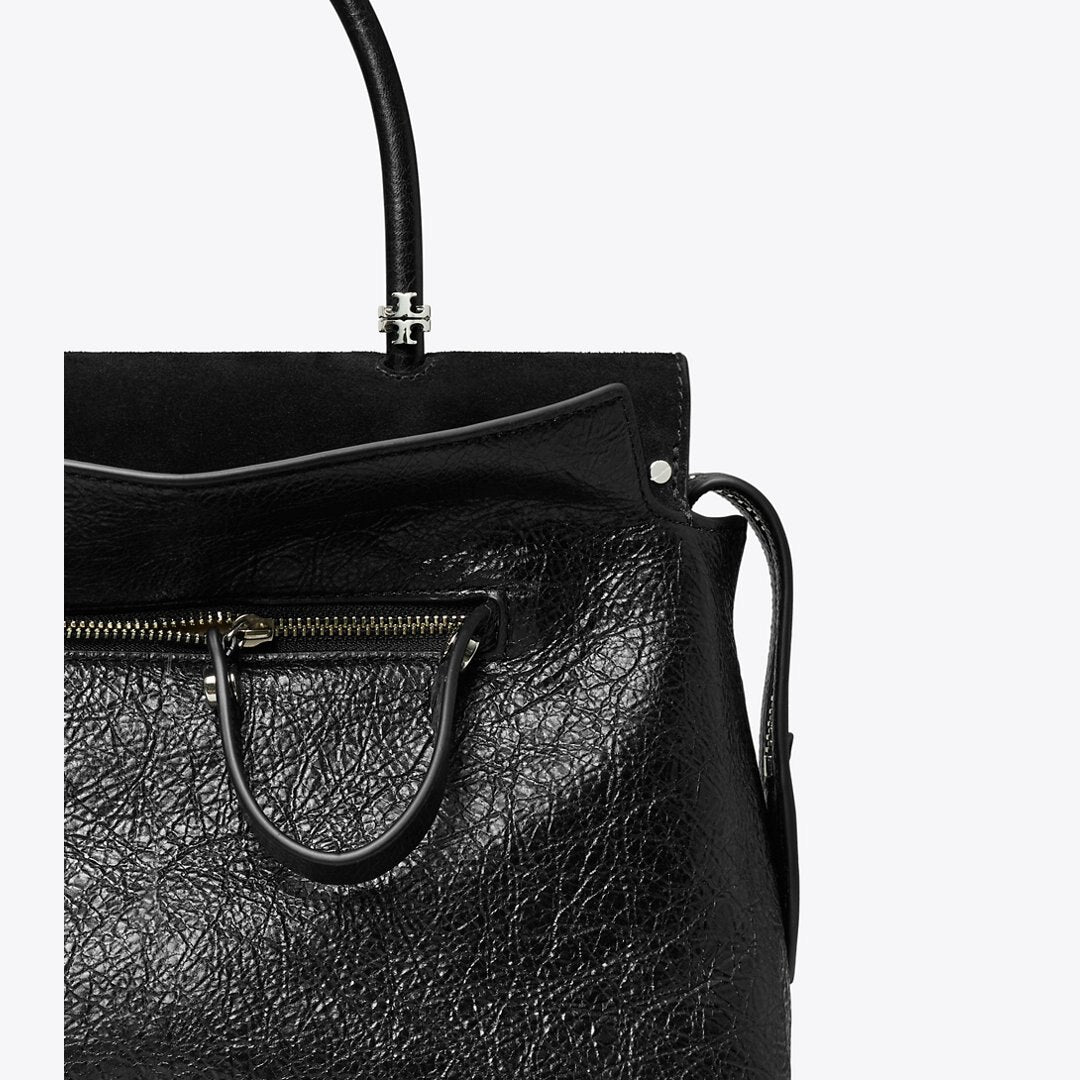 Tory Burch Mercer Distressed Satchel Black