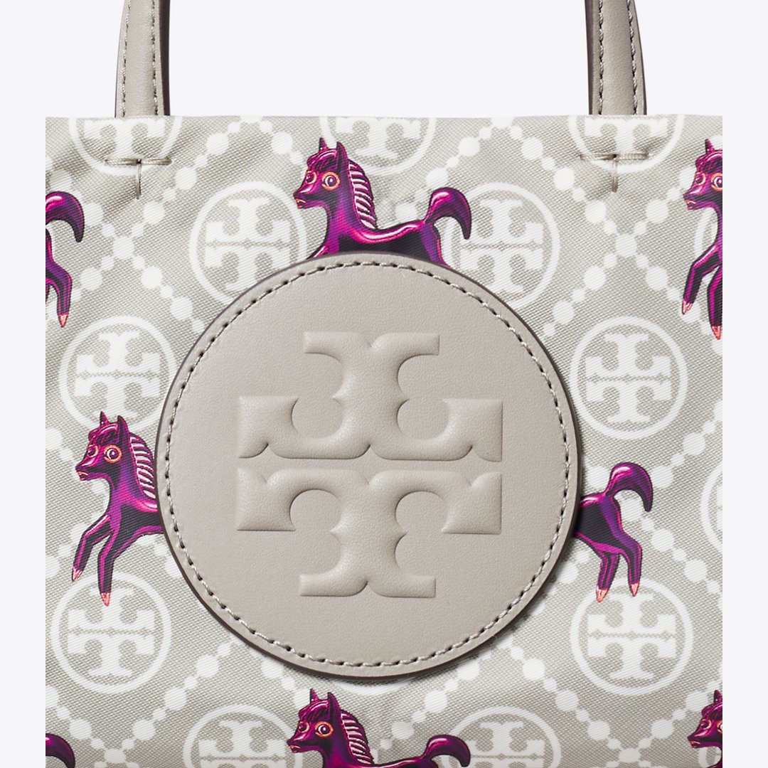 Tory Burch Mini Ella Horse Tote Gray / Magenta