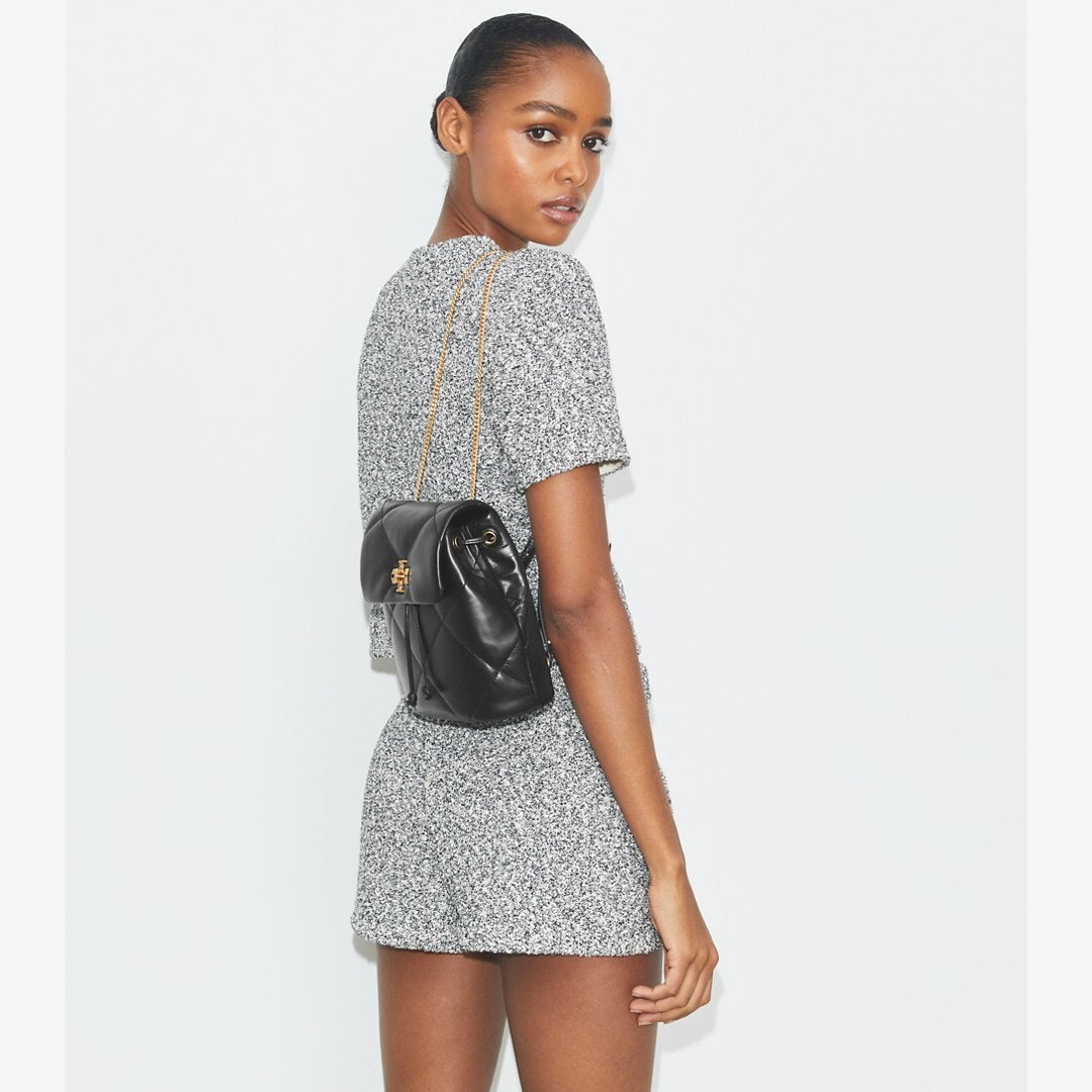 Tory Burch Mini Kira Diamond Quilt Backpack Black
