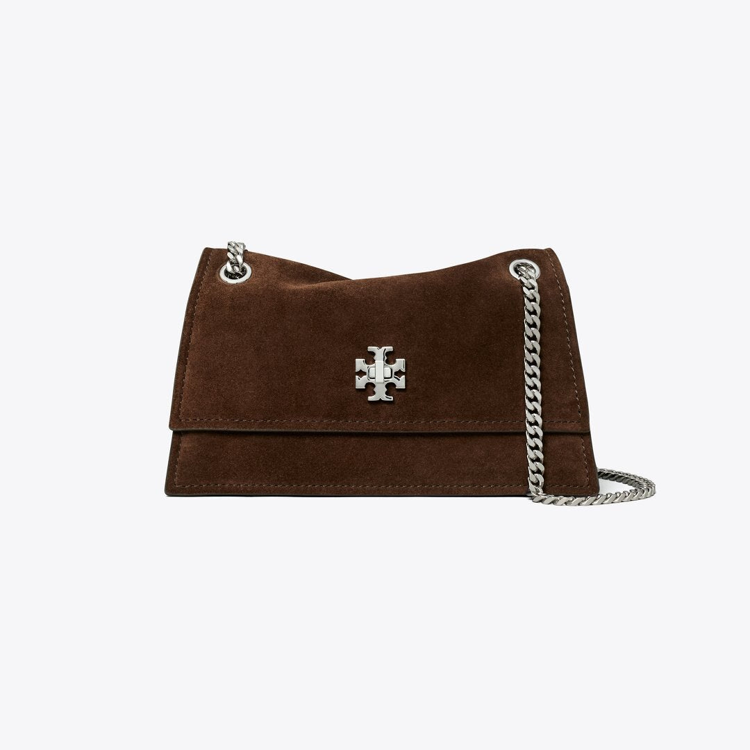 Tory Burch Mini Kira Turnlock Suede Shoulder Bag Dark Cocoa