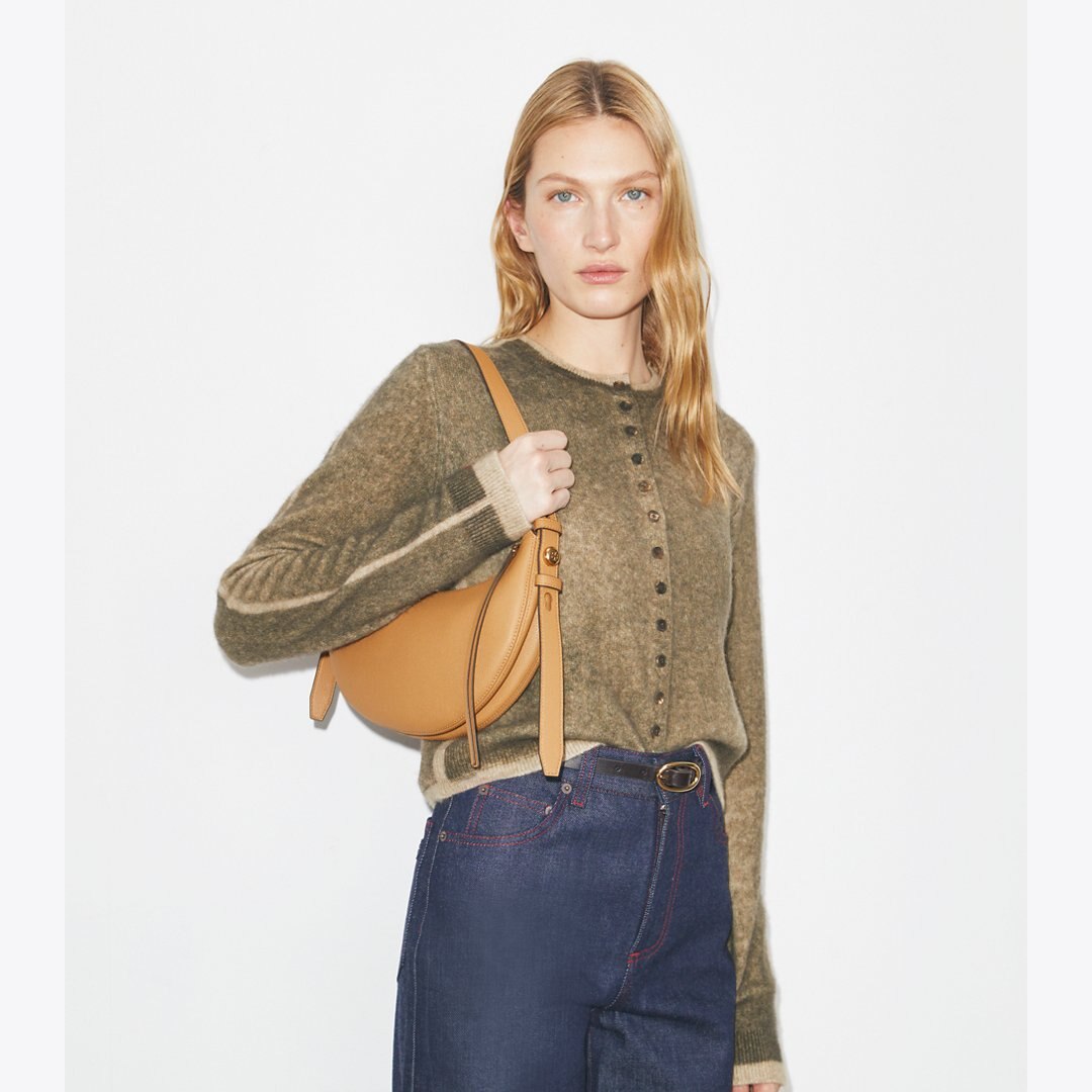 Tory Burch Romy Half Moon Bag Tiramisu