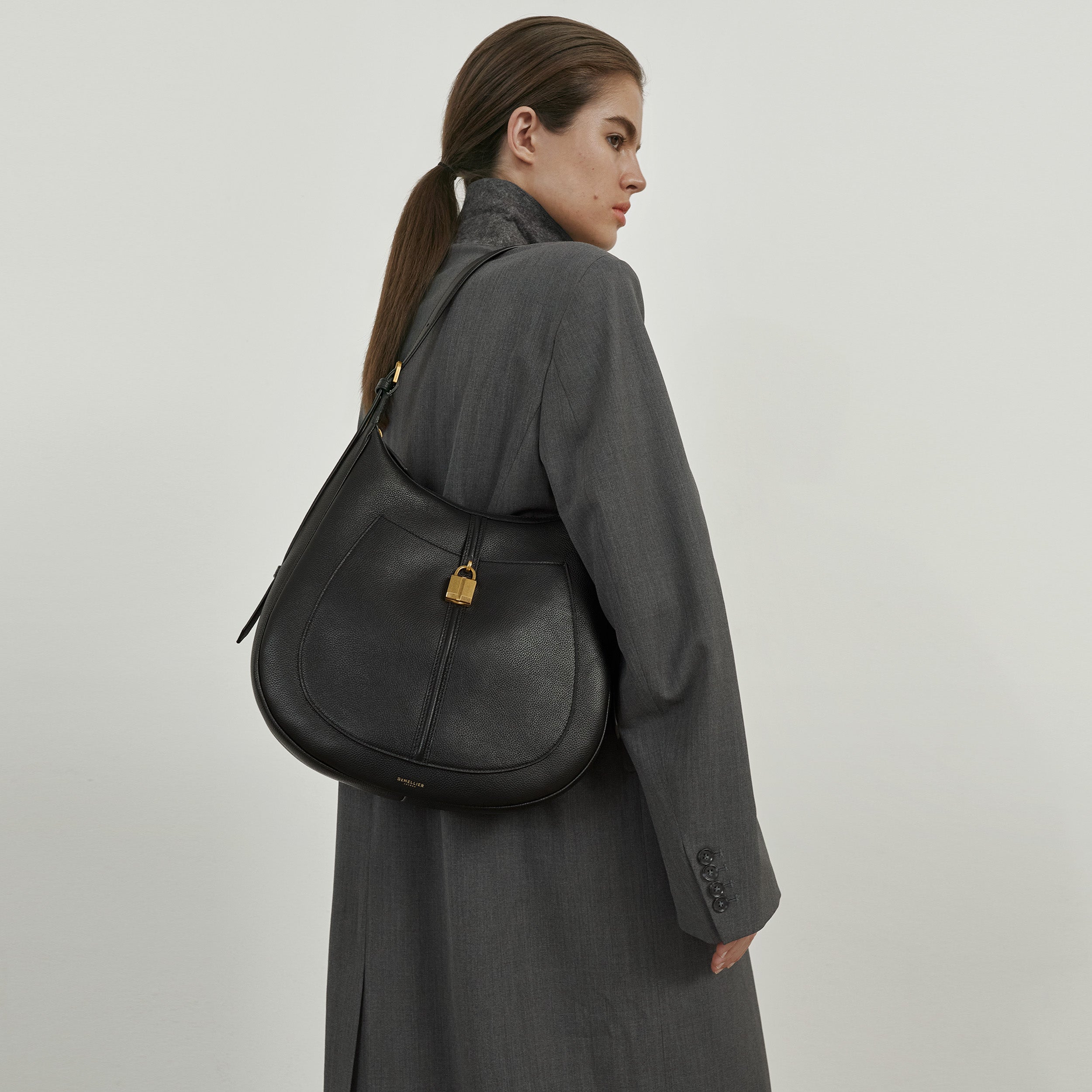 DeMellier The Siena Hobo deep tan suede & deep tan small grain