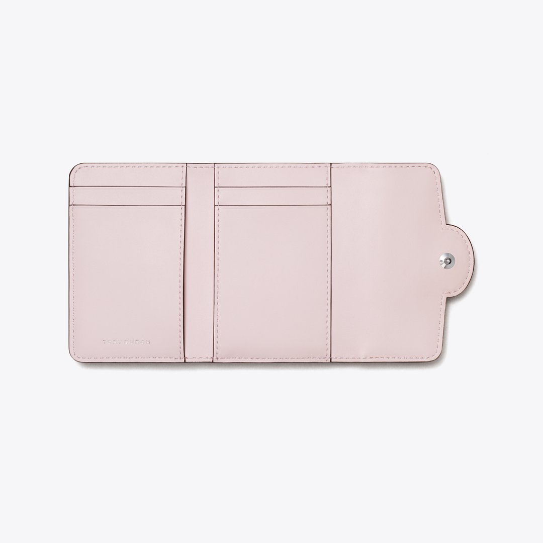 Tory Burch Small Robinson Spazzolato Wallet Powder Pink