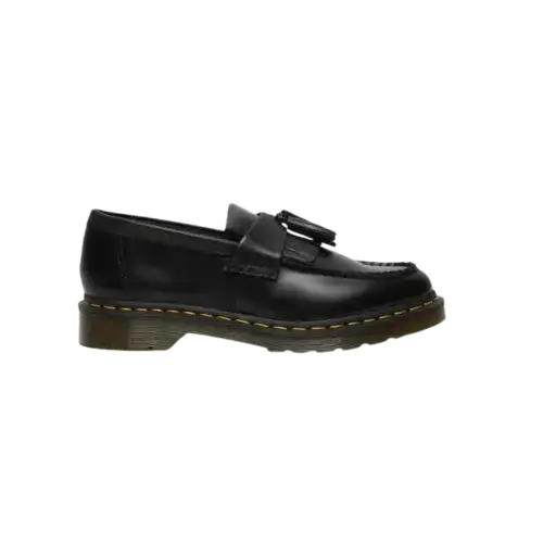 Dr Martens Adrian Yellow Stitch Leather Tassel Loafers Black