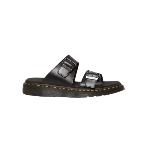Dr Martens Josef Analine Leather Buckle Slide Sandals Black