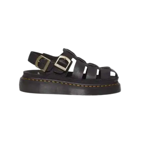 Dr Martens Wrenlie Grizzly Leather Fisherman Sandals Black