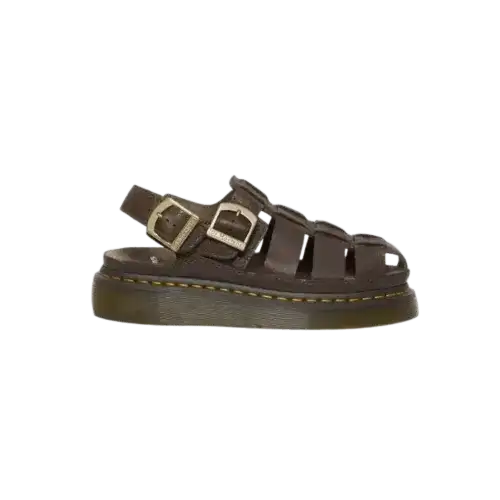 Dr Martens Wrenlie Grizzly Leather Fisherman Sandals Dark Brown