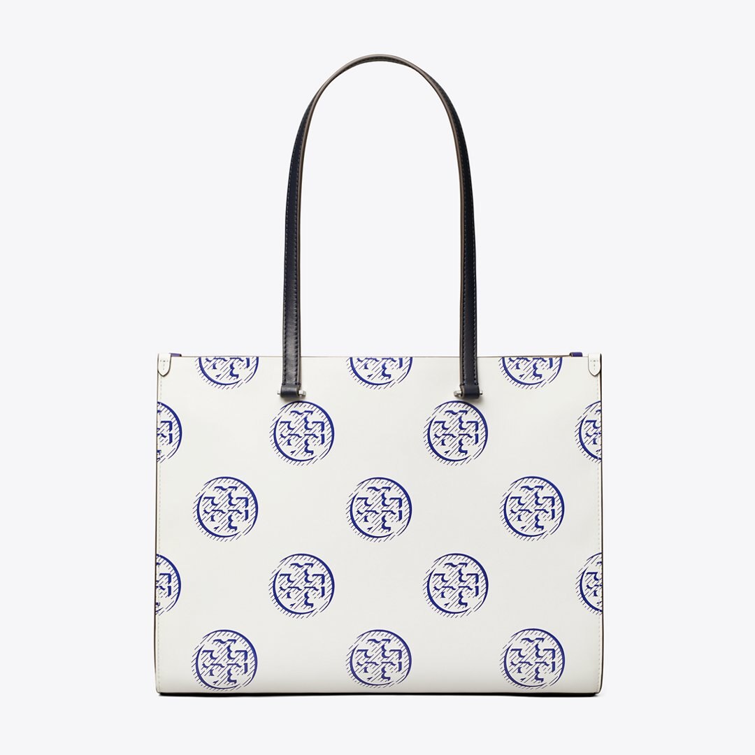 Tory Burch T Monogram Contrast Embossed Tote Ballpoint Blue