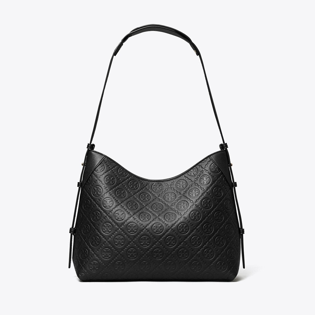 Tory Burch T Monogram Pebbled Messenger Bag Black