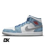 Jordan 1 Mid French Blue Fire Red
