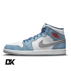 Jordan 1 Mid French Blue Fire Red
