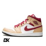 Jordan 1 Mid Light Curry Cardinal