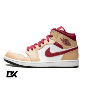 Jordan 1 Mid Light Curry Cardinal