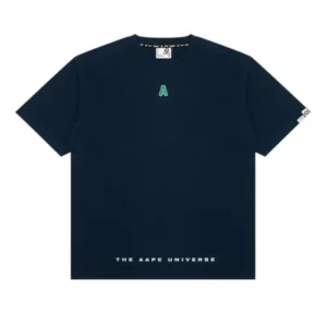 A BAPE BY A BATHING APE THE AAPE UNIVERSITY TEE NAVY