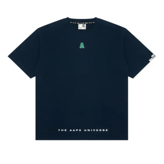 A BAPE BY A BATHING APE THE AAPE UNIVERSITY TEE NAVY