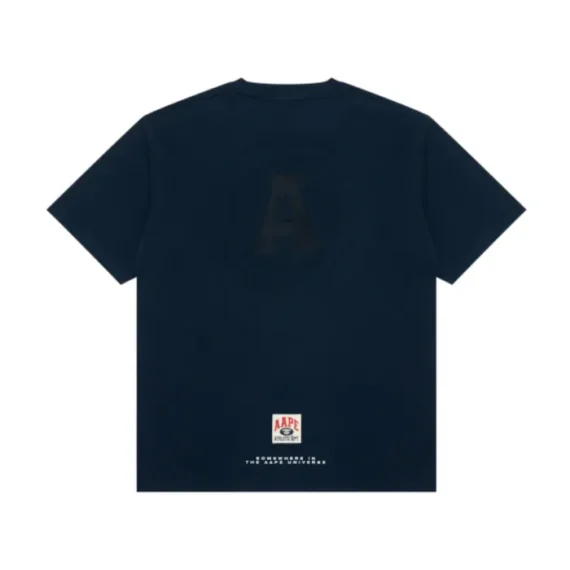 A BAPE BY A BATHING APE THE AAPE UNIVERSITY TEE NAVY